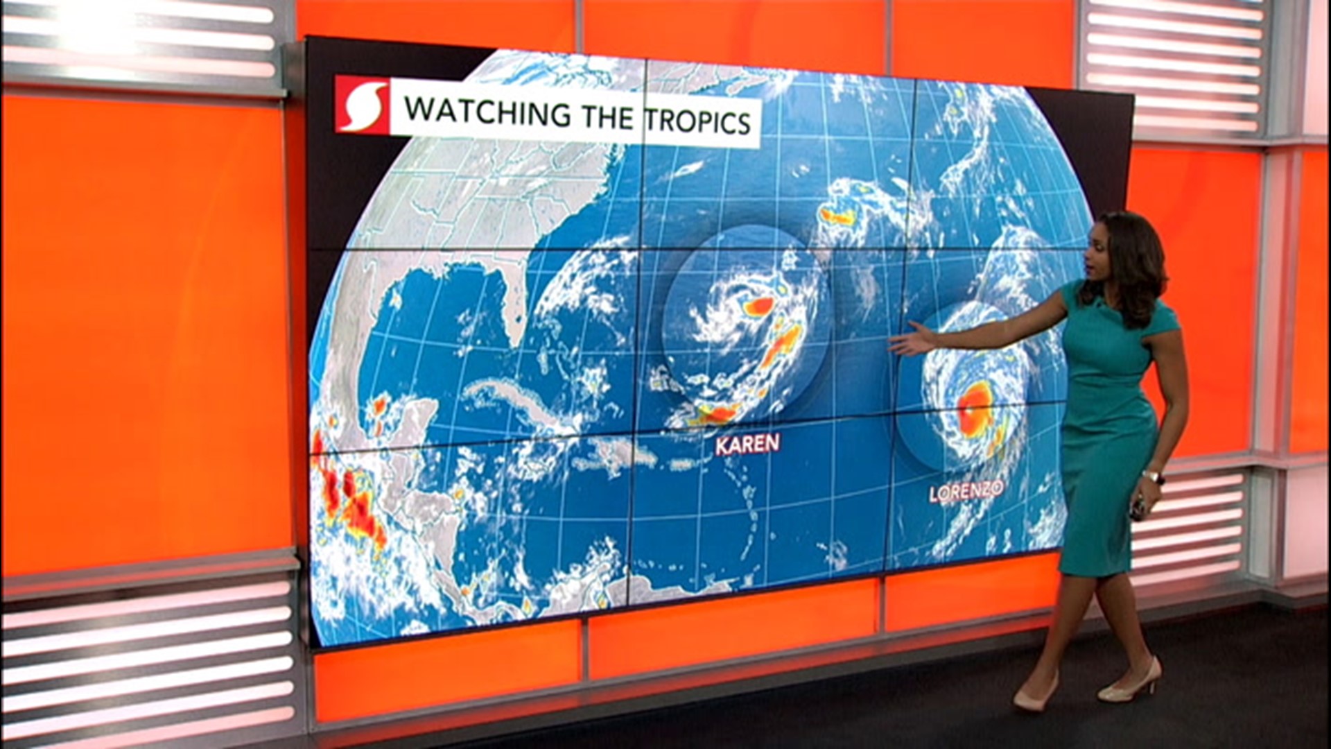 While Karen will change course over the Atlantic in the coming days, Lorenzo will remain a powerful hurricane well over the open Atlantic.