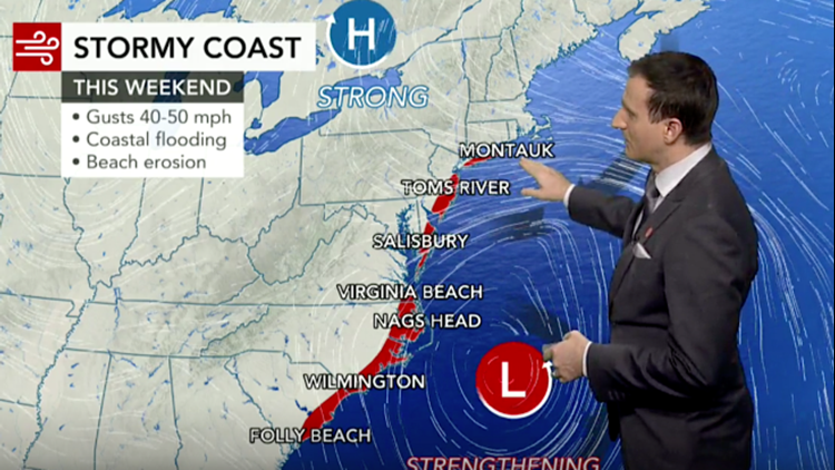 Grinding nor'easter to churn along East Coast this weekend