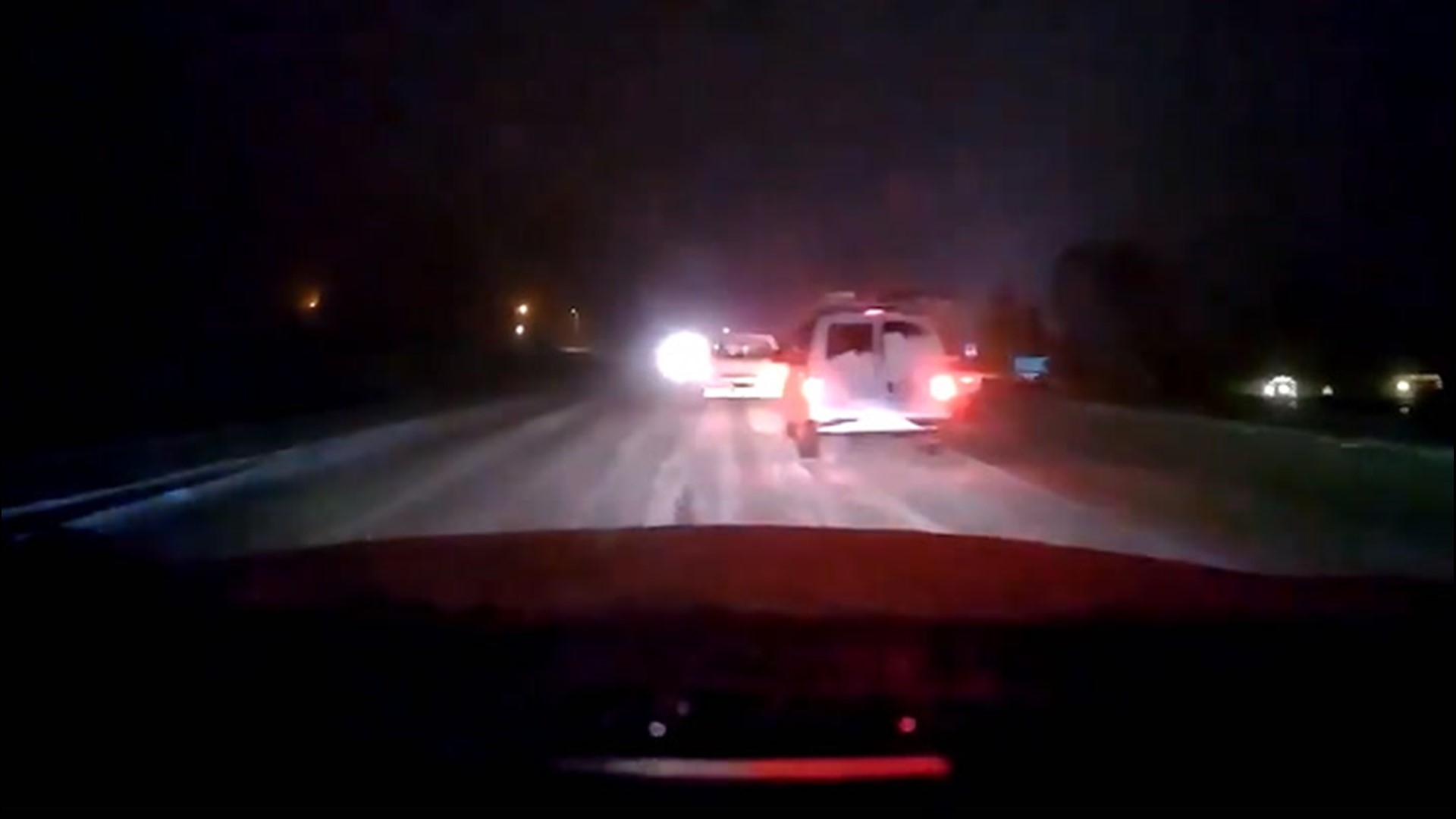 This driver had to dodge several vehicles during her early morning commute in Missoula, Montana, on Feb. 17.