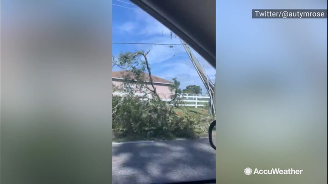 Possible tornado from the outer bands of Nestor causes damage