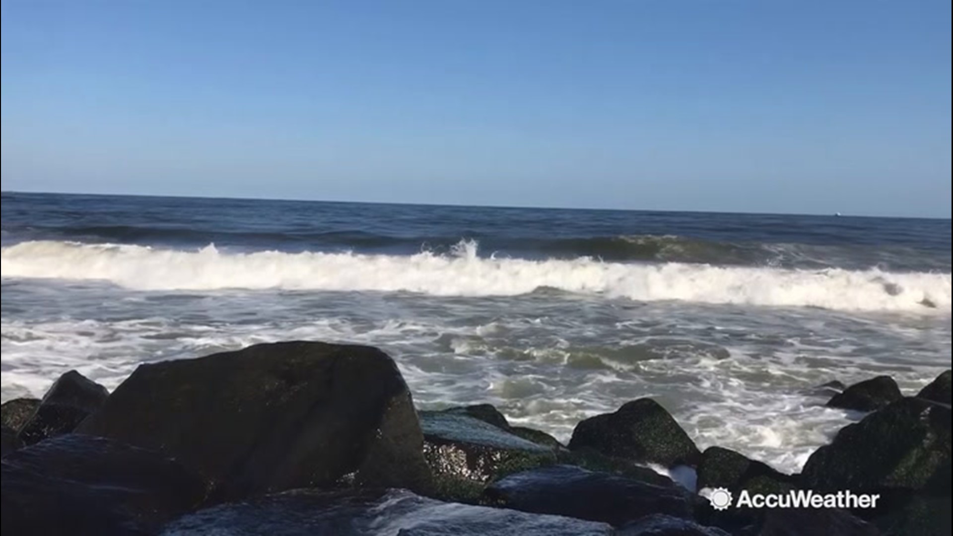 Manasquan, New Jersey, was treated to a beautiful, sunny day on Friday, Sept. 19, with roaring waves.