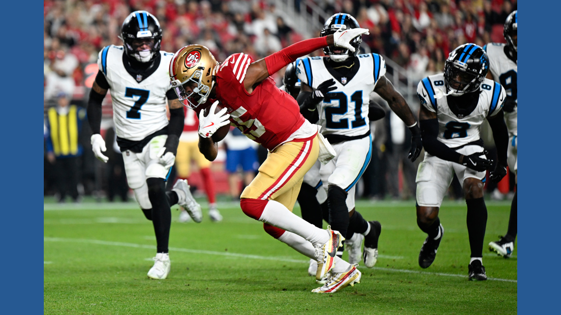 Jauan Jennings throws punch at Tre'Von Moehrig after cheap shot in 49ers'  win over Panthers | whas11.com