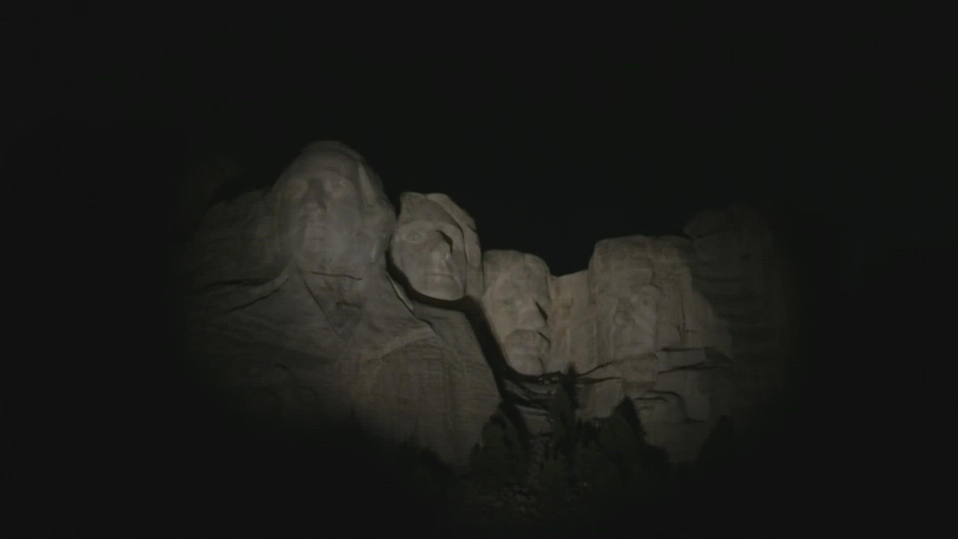 An Independence Day weekend fireworks display over Mount Rushmore, July 3, 2020.