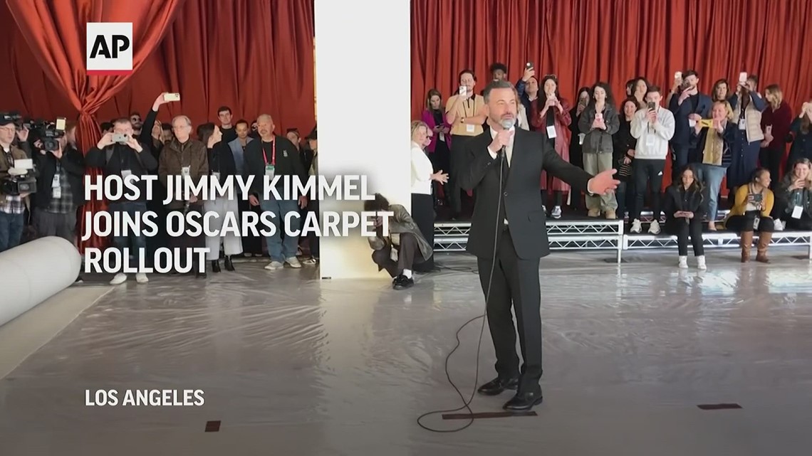 Host Jimmy Kimmel joins Oscars carpet rollout
