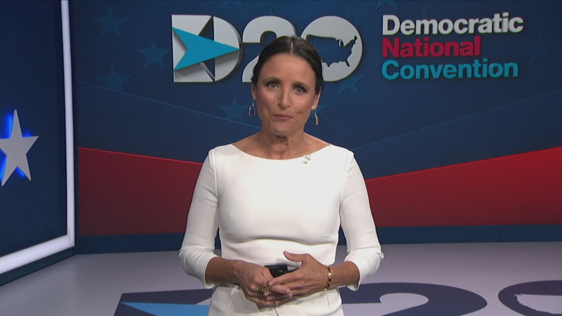 'Veep' star Julia Louis Dreyfus opened the final night of the Democratic National Convention with a personal story of Joe Biden and subtle digs at President Trump.