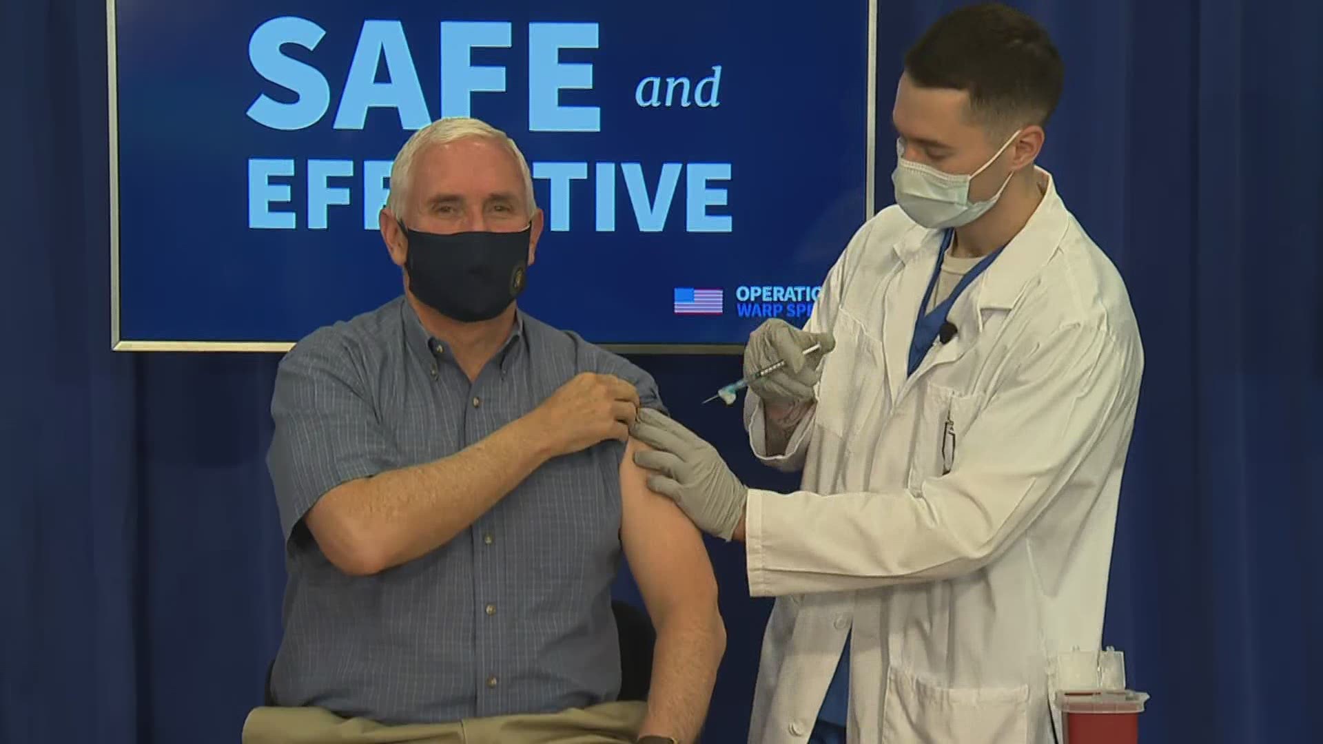 Vice President Mike Pence, Second Lady Karen Pence and Surgeon General Jerome Adams get the COVID-19 vaccine publicly from the White House.