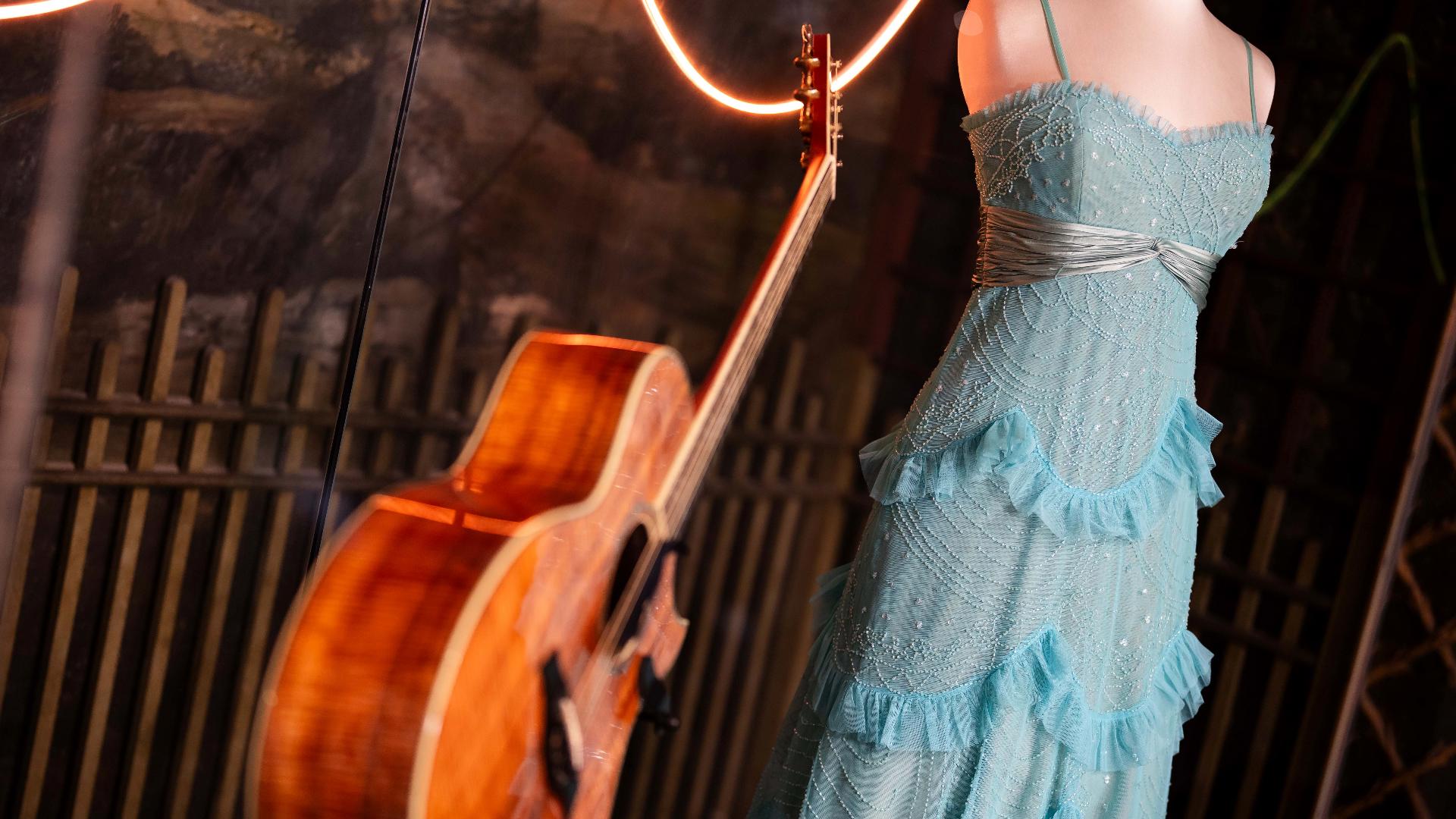 Real items from Taylor Swift’s different musical eras have been integrated into galleries at the Victoria and Albert Museum in London.