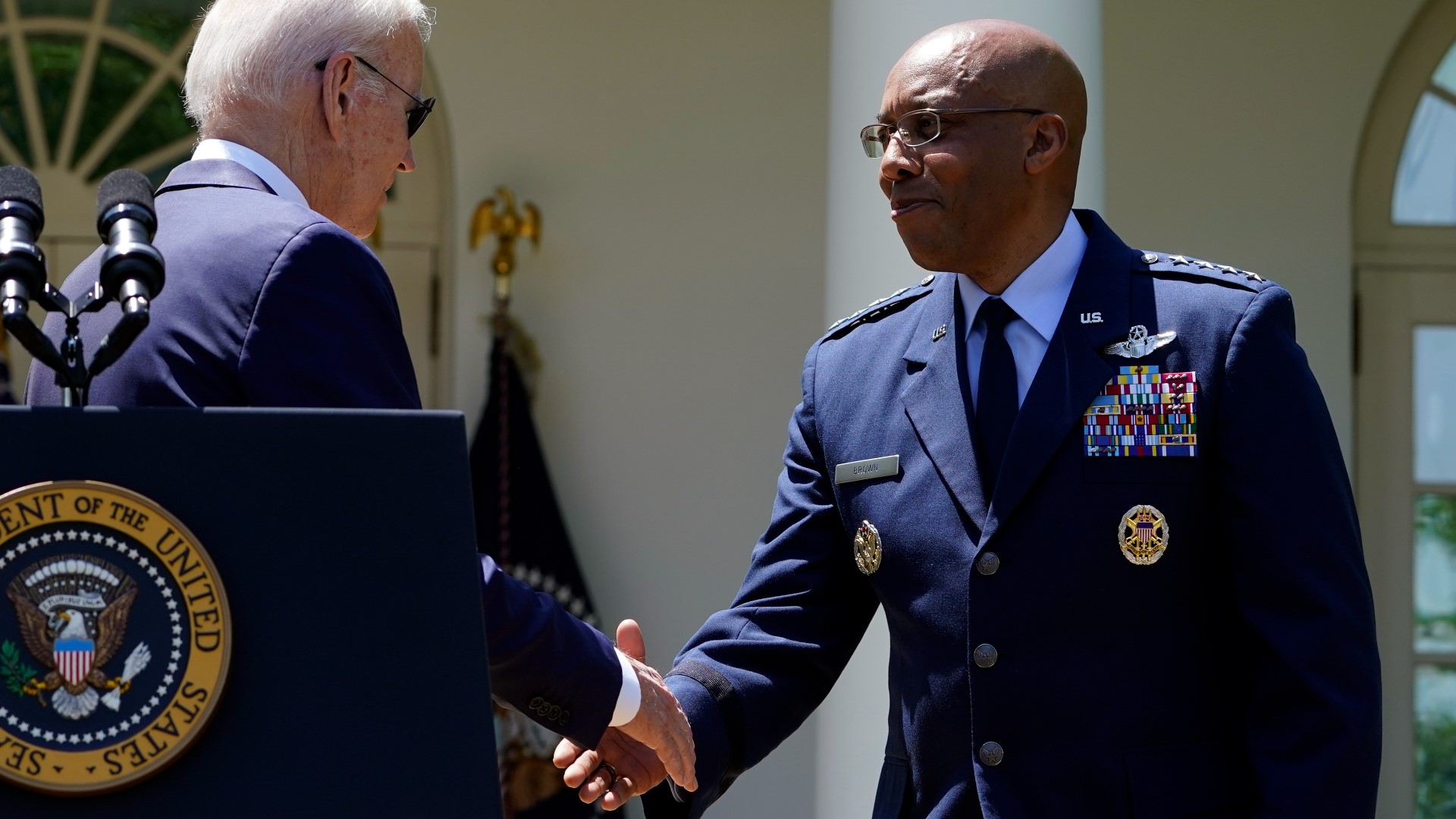 Introducing him during a White House Rose Garden event, Biden said Brown "has built a reputation across the force as an unflappable and highly effective leader."