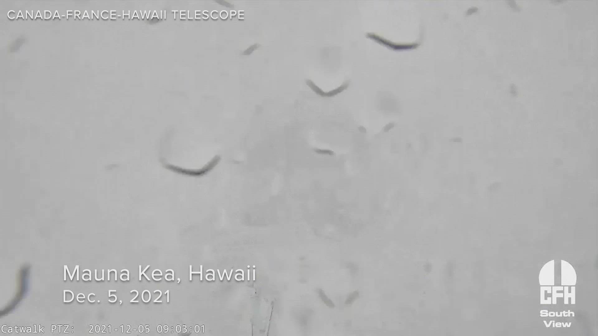 Hawaii's Mauna Kea summit received up to eight inches of snow Sunday as a strong weather system hit.
