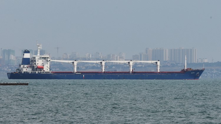 1st ship carrying Ukrainian grain leaves the port amid rising food worries