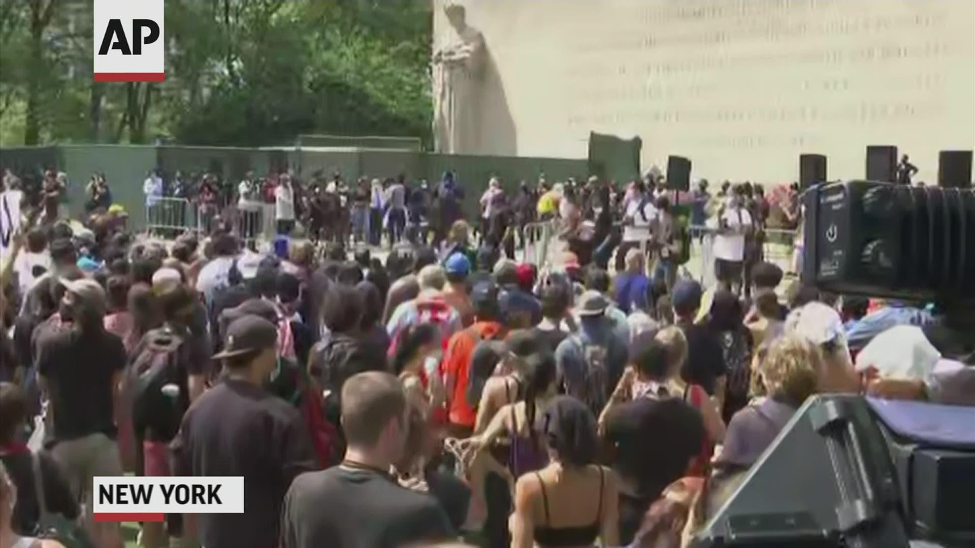 Addressing the NYC crowd, Floyd's brother, Terrence, called for peaceful protests: "I am proud of the protests, but I am not proud of the destruction."