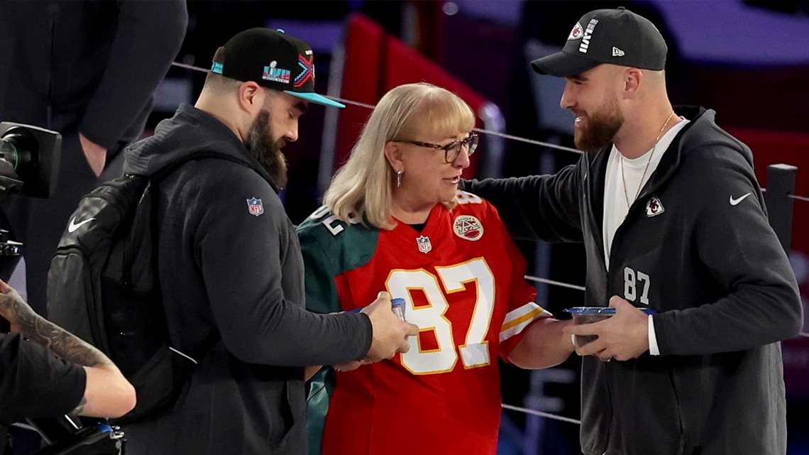 Super Bowl 2023: Mama Kelce's split Eagles-Chiefs jacket designed