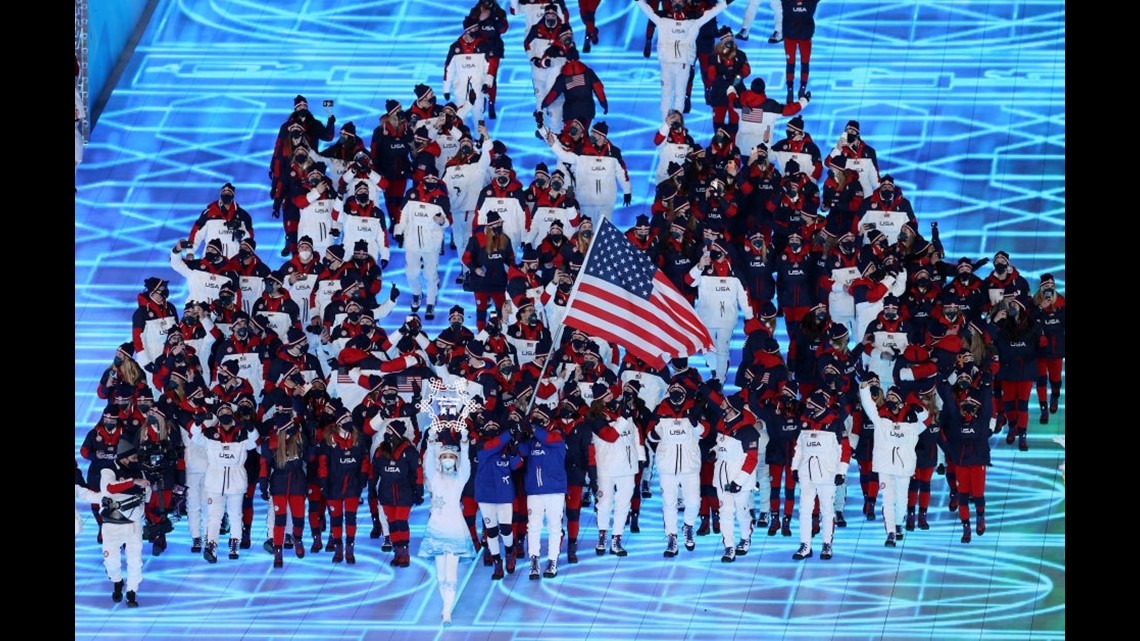 Brittany Bowe, John Shuster Lead Team USA During Parade of Nations