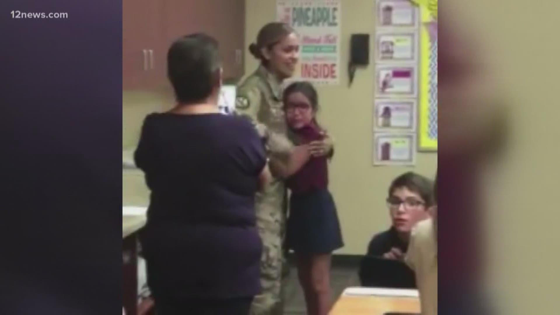 Watch Air Force Mom Surprises Daughter On Her First Day Of School After 6 Month Deployment 9791