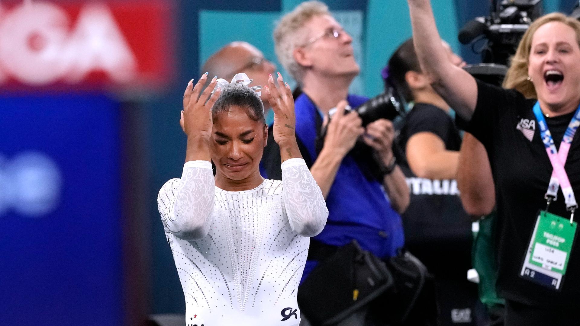 Jordan Chiles placed third in the women's gymnastics floor exercise on Monday with a score of 13.766, securing her second medal this Olympics.