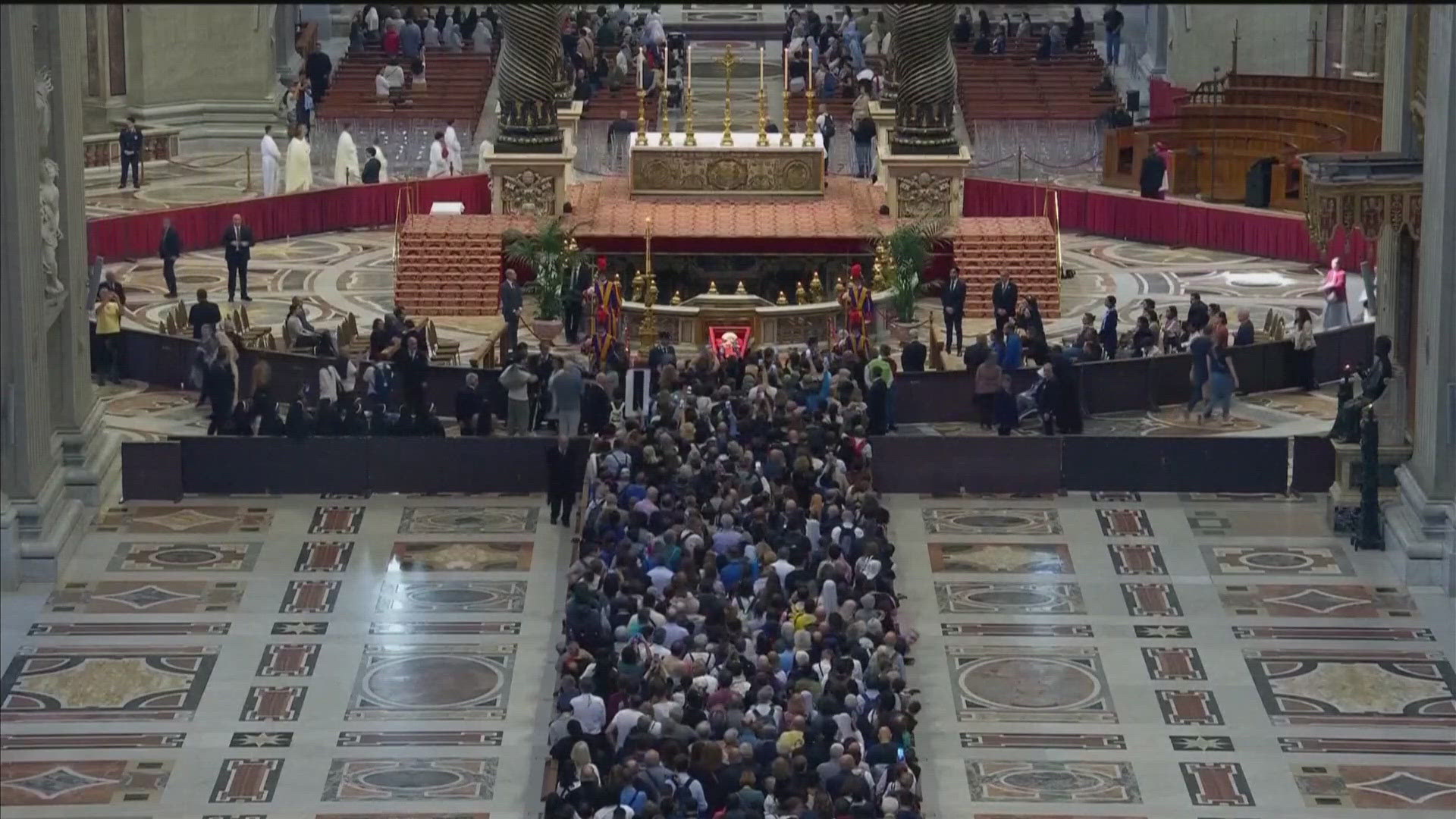 The Vatican had announced that the basilica would be open until midnight, but then indicated it would extend the hours due to higher-than-expected turnout.
