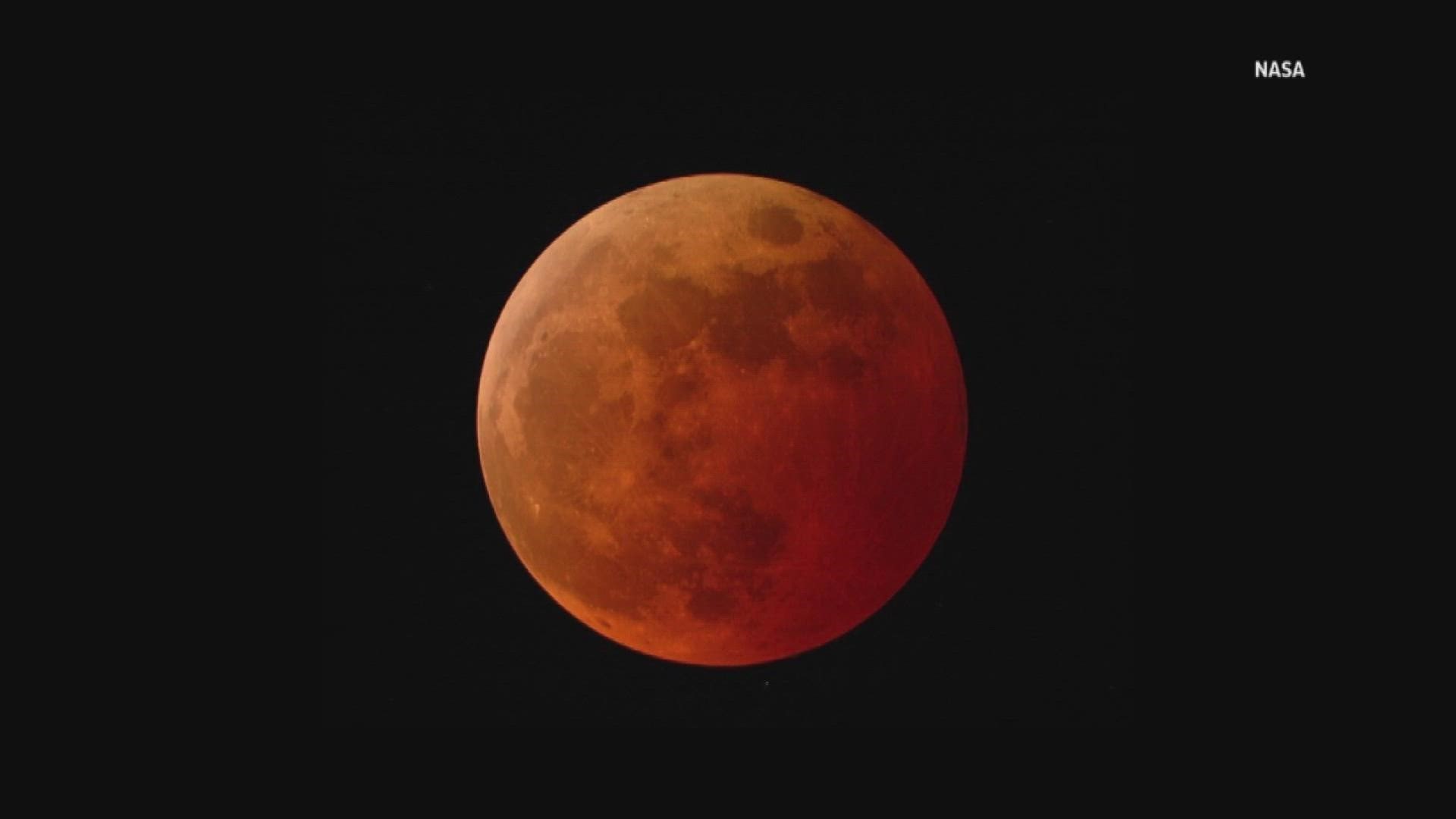 During the eclipse, you'll be able to see what's called the "Super Flower Blood Moon."