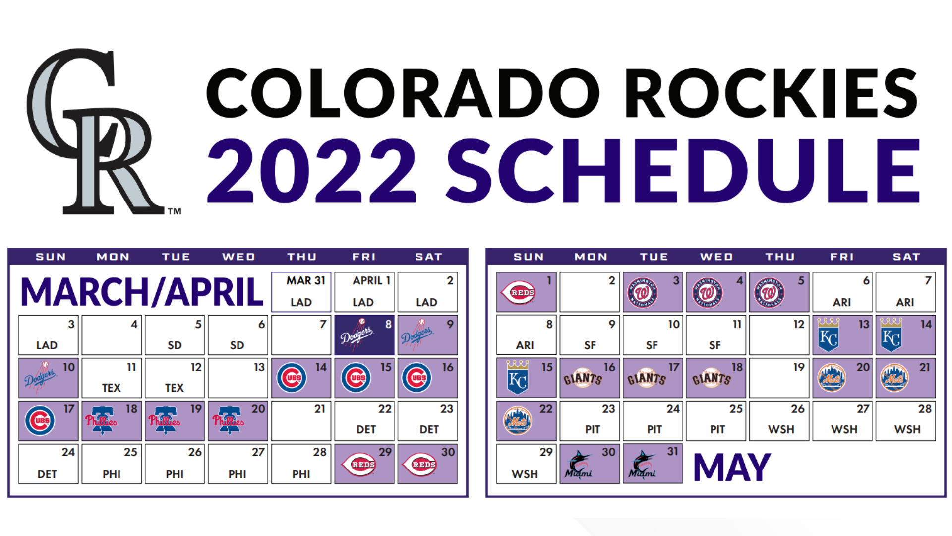 Colorado rockies 2022 schedule printable