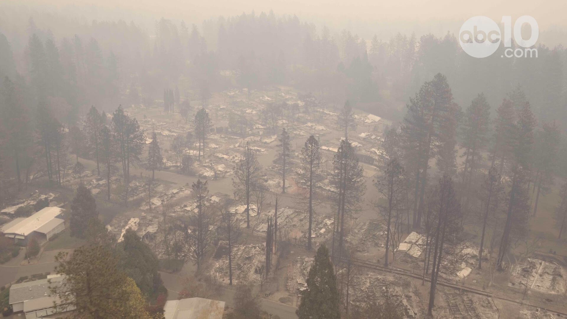 PARADISE: Drone footage shows what is left of the small town ravaged by the #CampFire. (Cal Fire and the FAA granted us permission for a brief flight over central Paradise. No firefighting efforts were impacted.)