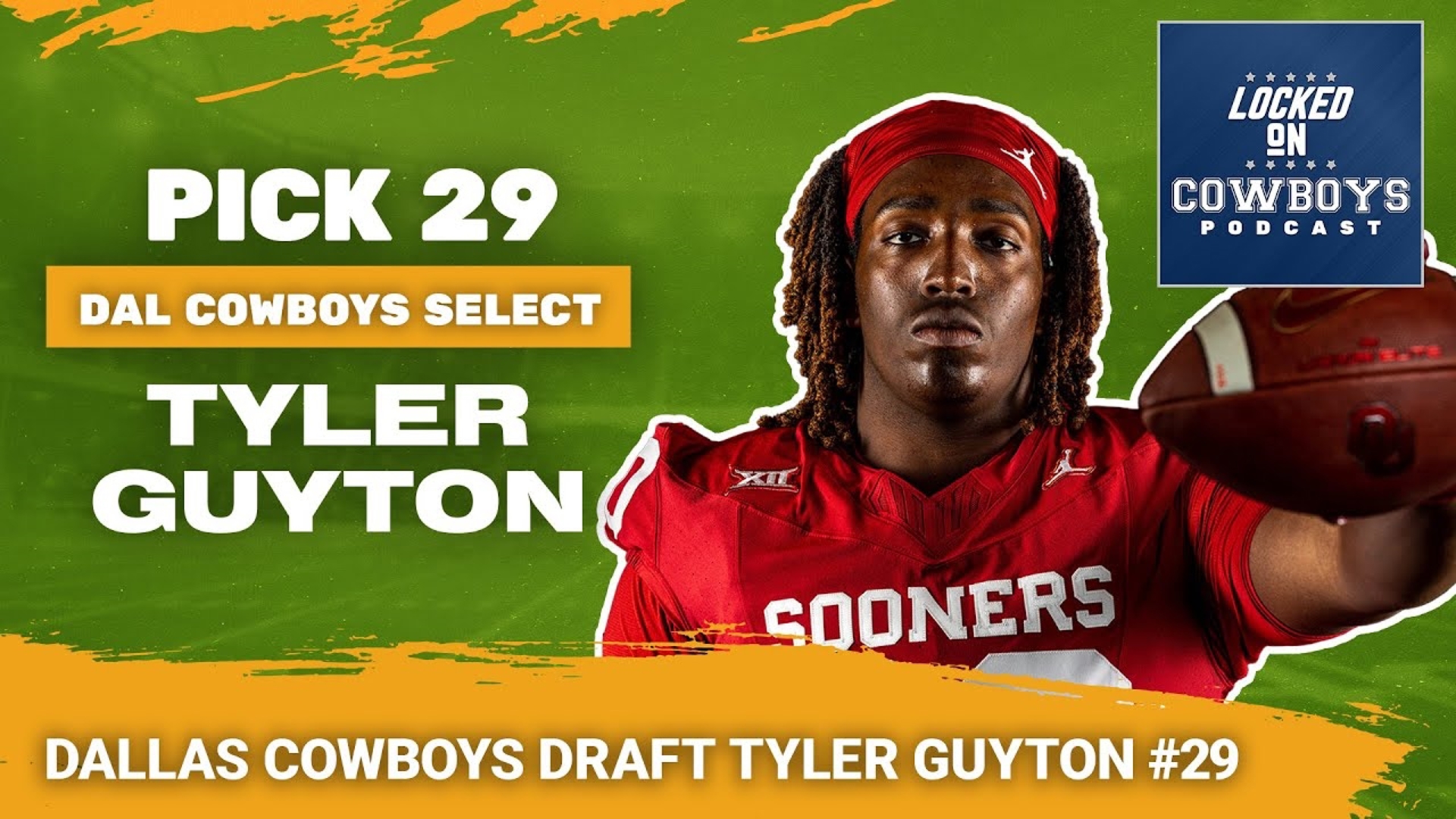 The Dallas Cowboys selected Oklahoma Sooners offensive tackle Tyler Guyton with the twenty-ninth overall pick in the 2024 NFL Draft.