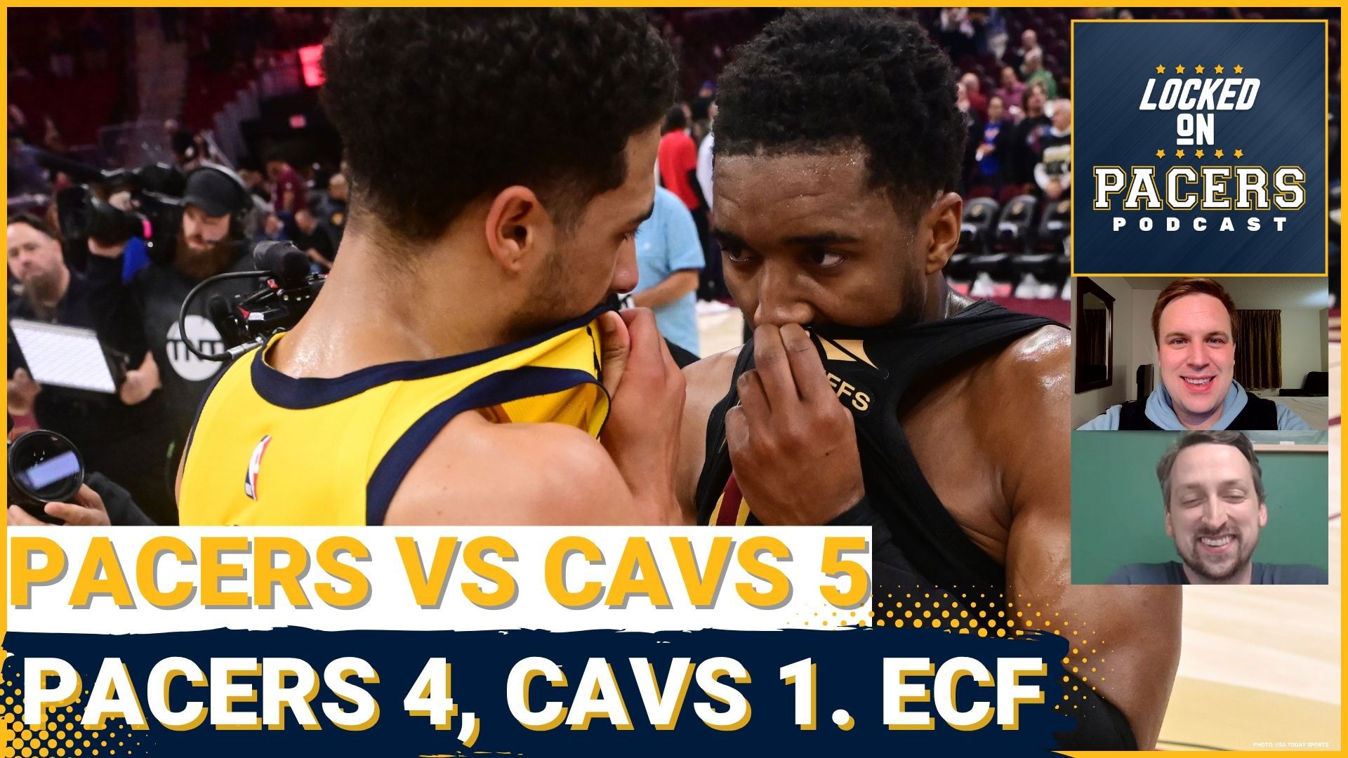 The Indiana Pacers beat the Cleveland Cavaliers 114-105 to win their second round series 4-1 and advance to the Eastern Conference Finals. Tony East and Derek Kramer