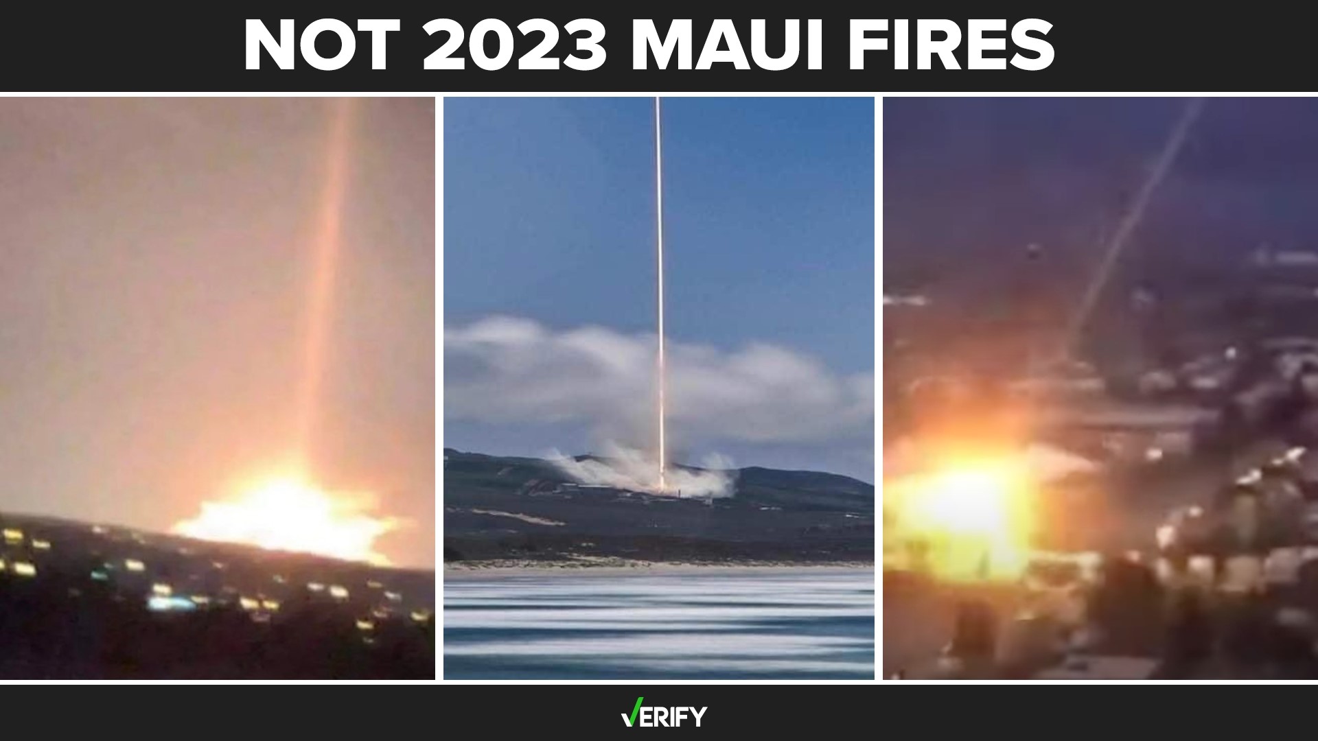 At least three viral images that appear to show laser beams have spread across social media as purported evidence of the origins of the Maui fires.
