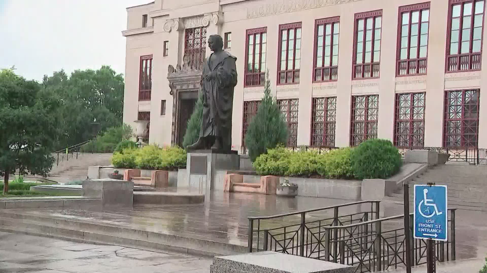 The Christopher Columbus statue was a gift from the people of Genoa, Italy in 1955.