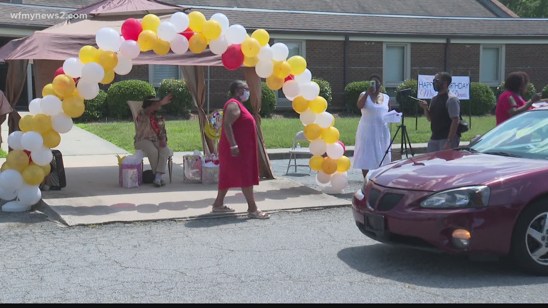 The family and friends of Erline Dennis all joined together to celebrate her 100th birthday through an honorary drive-thru parade.