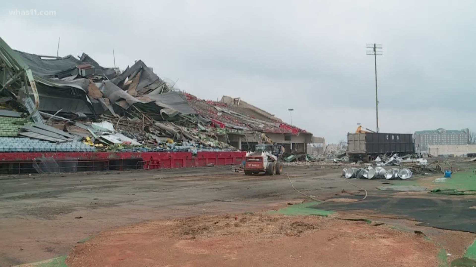 A landmark you're used to seeing along I-65 soon won't be in sight anymore. Crews are working to have old Cardinal Stadium demolished by the end of May.