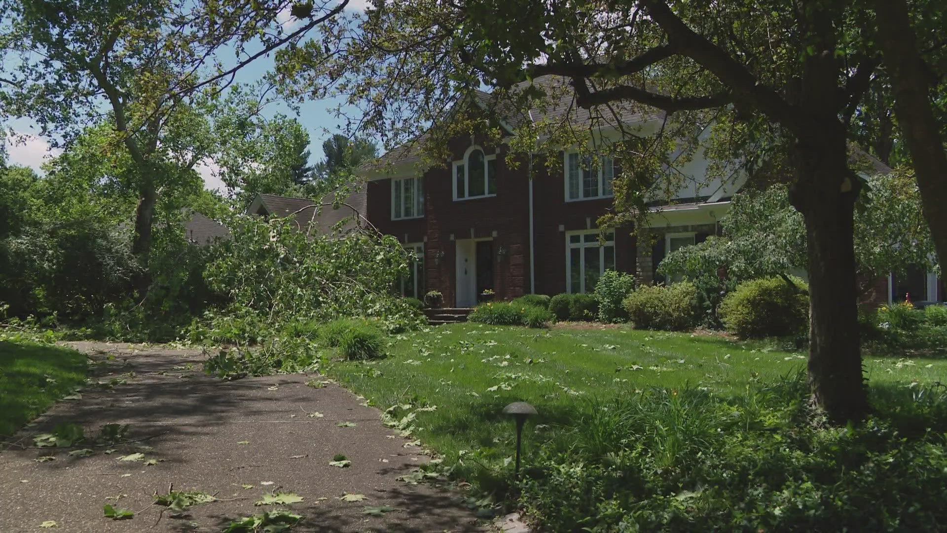 Downed power lines and trees blocked most of the roads in the Anchorage neighborhood.