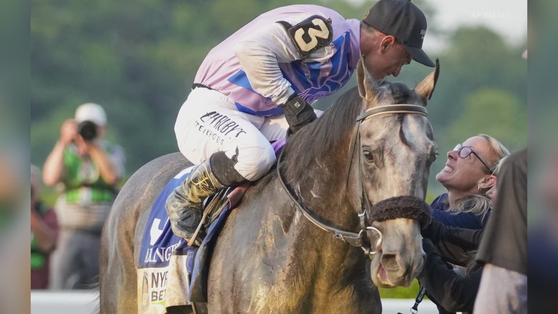 Arcangelo took the lead at the top of the stretch and won the Belmont Stakes on Saturday, making Antonucci the first female trainer to win the race in its 155 years.