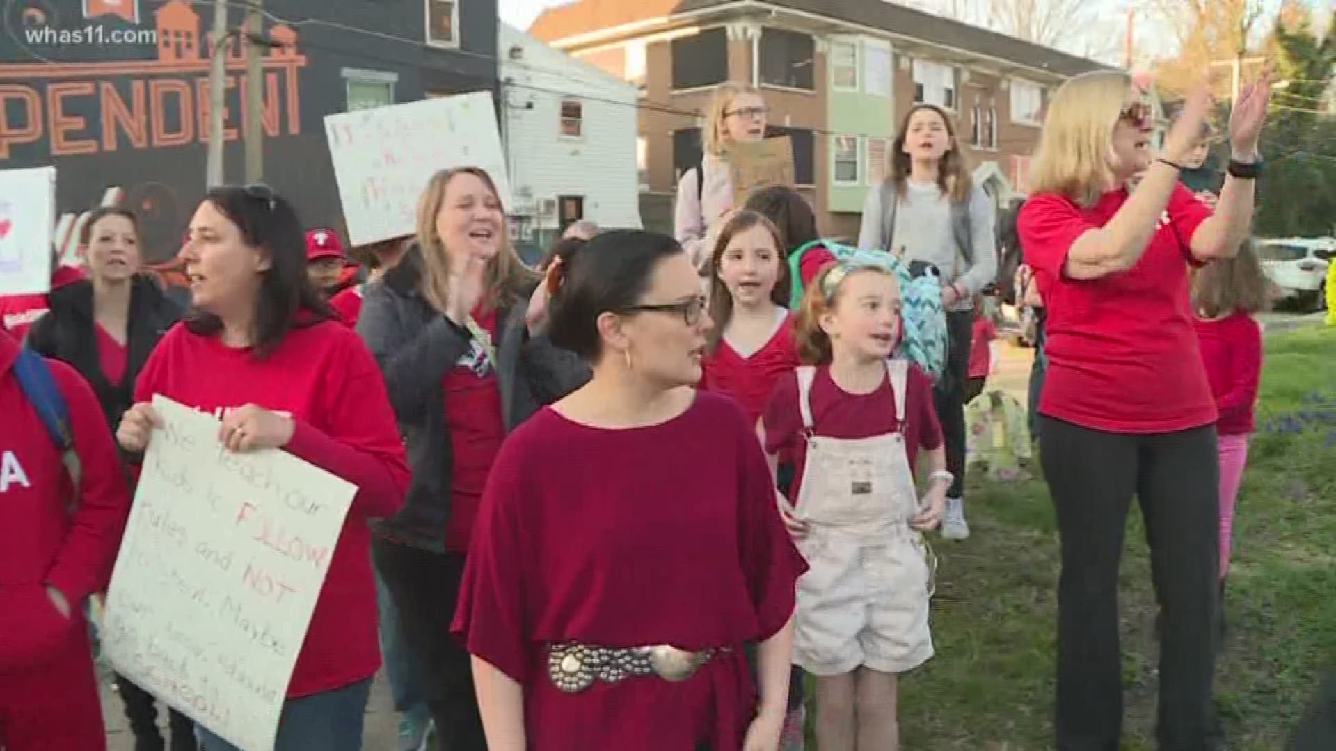 Schools across Louisville held walk-ins to protest cuts to education funding.