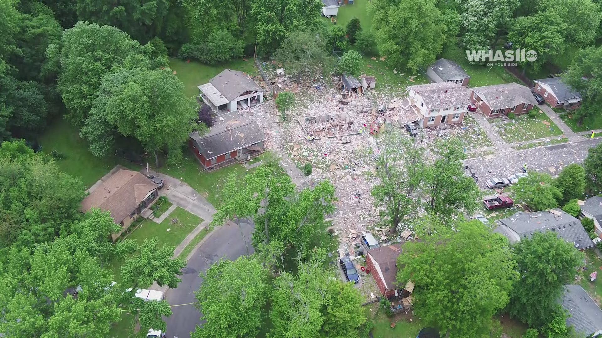 WHAS11's drone captured aerial views of the devastation following a home explosion in Jeffersonville, Indiana.