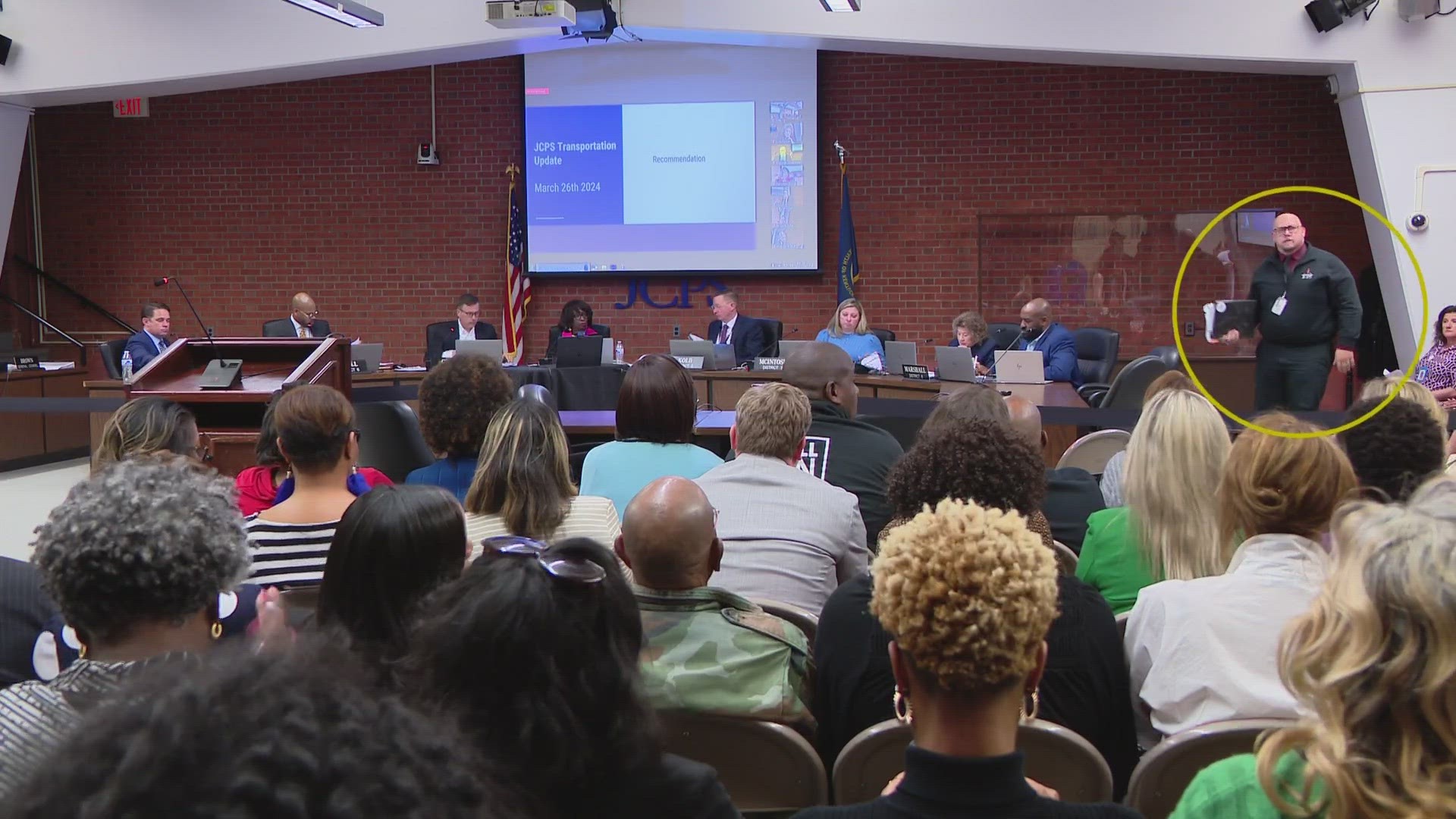 The JCPS chief operating officer was prepared to present a presentation, but before he could begin, the motion was made to table the vote.