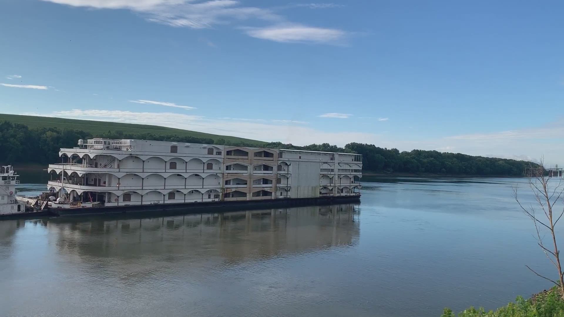 A riverboat that was a floating casino for more than two decades left its southern Indiana dock. Caesars officials said it was going to its new owners in Alabama.