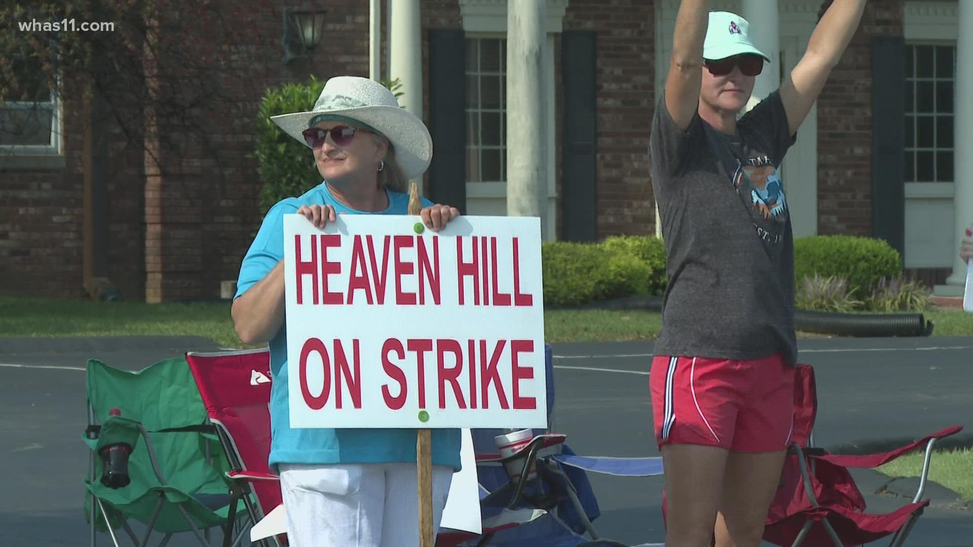 Employees at one of the country's largest distillers, Heaven Hill, spent all night Sunday at picket lines, protesting their most recent contract.