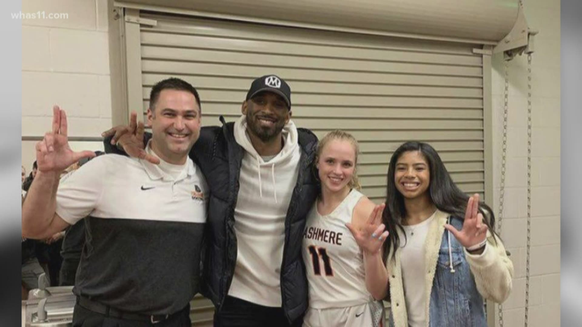 Kobe and Gigi Bryant traveled to Washington to watch Van Lith play, throwing L's up with her after the game.
