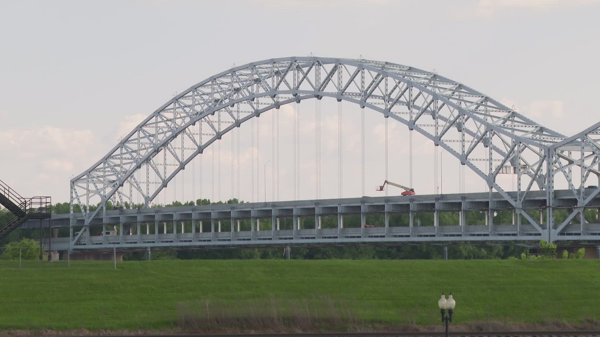 The eastbound lanes of the Sherman Minton Bridge were originally supposed to open Monday morning.