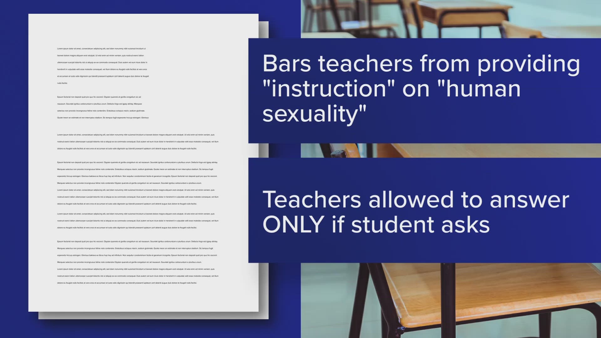 The federal lawsuit claims the law violates a teacher's First Amendment rights and that the bill is too broad and impossibly vague.