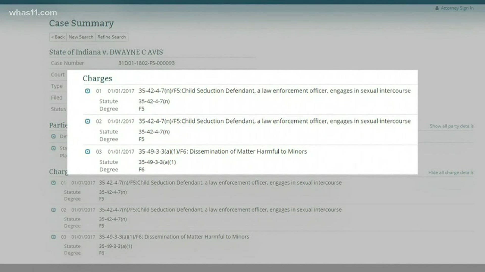 A former Corydon police officer faces felony charges of child seduction.