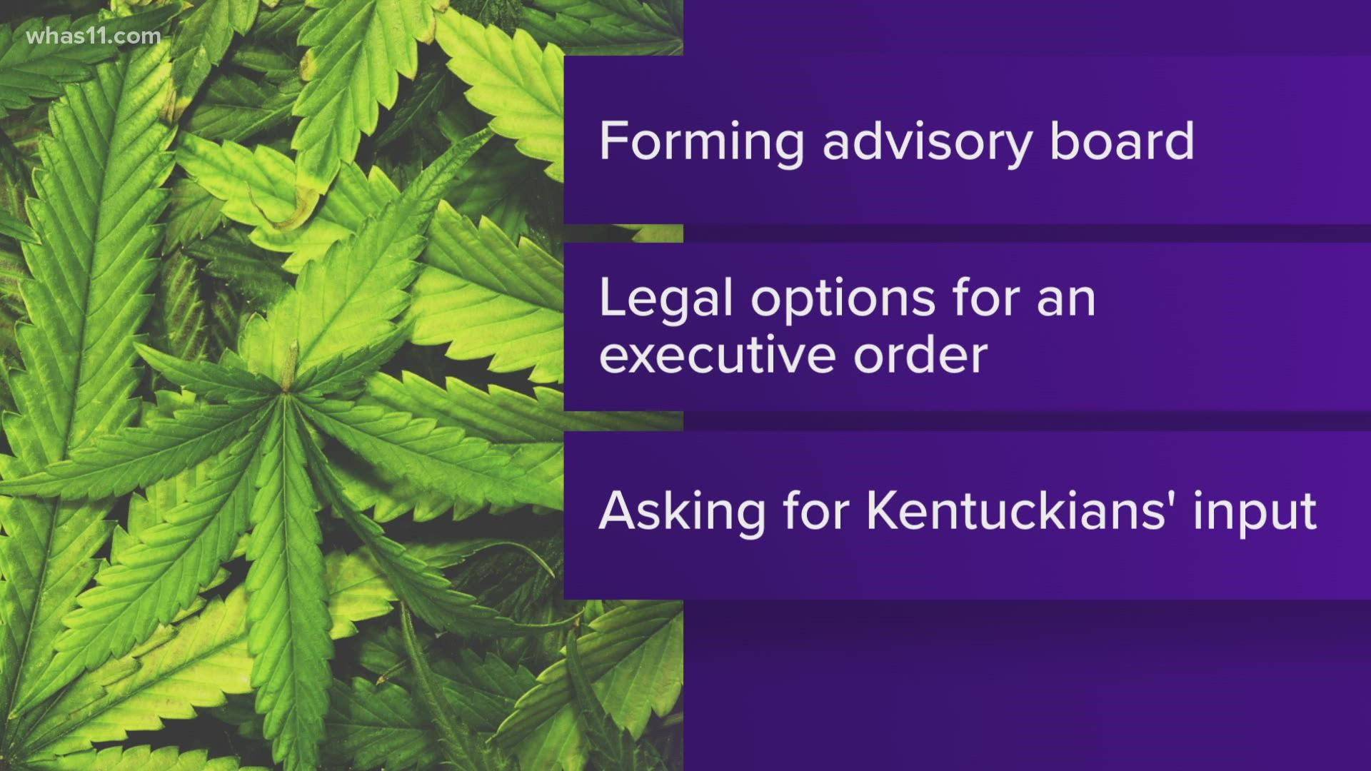 Beshear said he would create an advisory board that will travel across Kentucky and ask Kentuckians where they stand on legalizing medical marijuana.