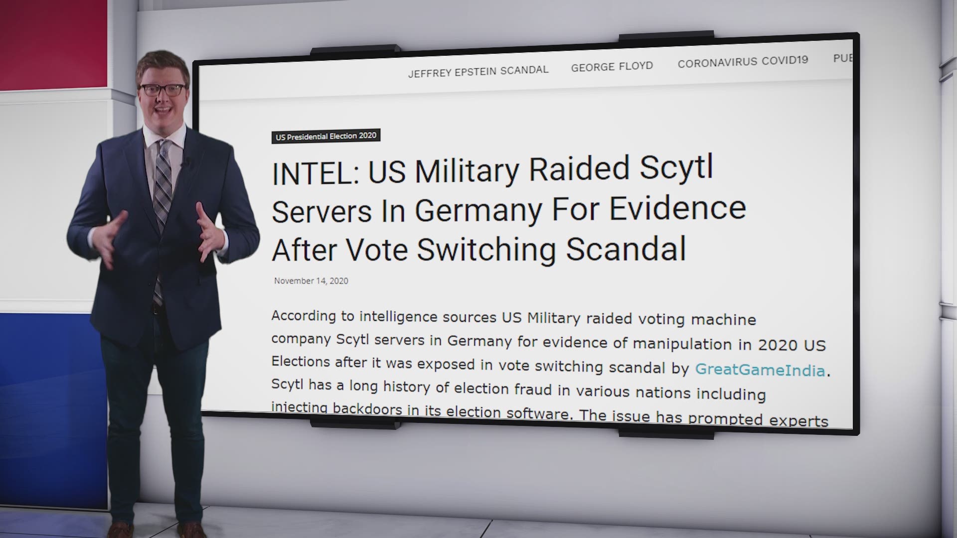 A viral claim says the US military forces raided a tech company in Germany and found evidence that the US election had been tampered with. Verify team: IT'S FALSE!