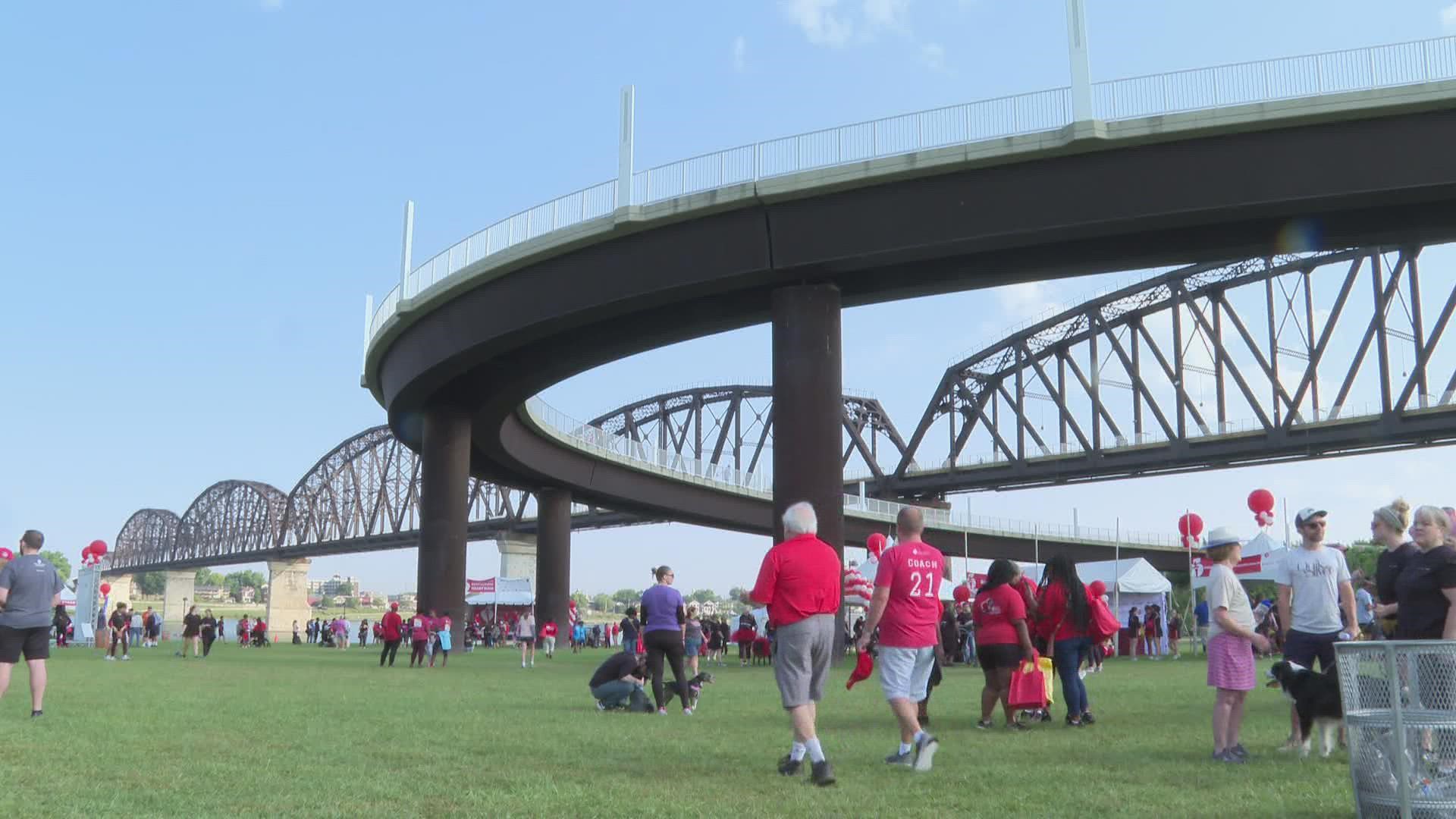 The annual walk, which helps raise awareness about heart health, took place at the Big Four Bridge Saturday morning.