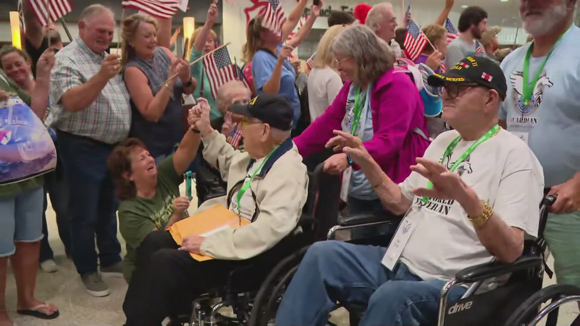 Three of the 84 veterans that were on the flight to Washington D.C. served in World War II.