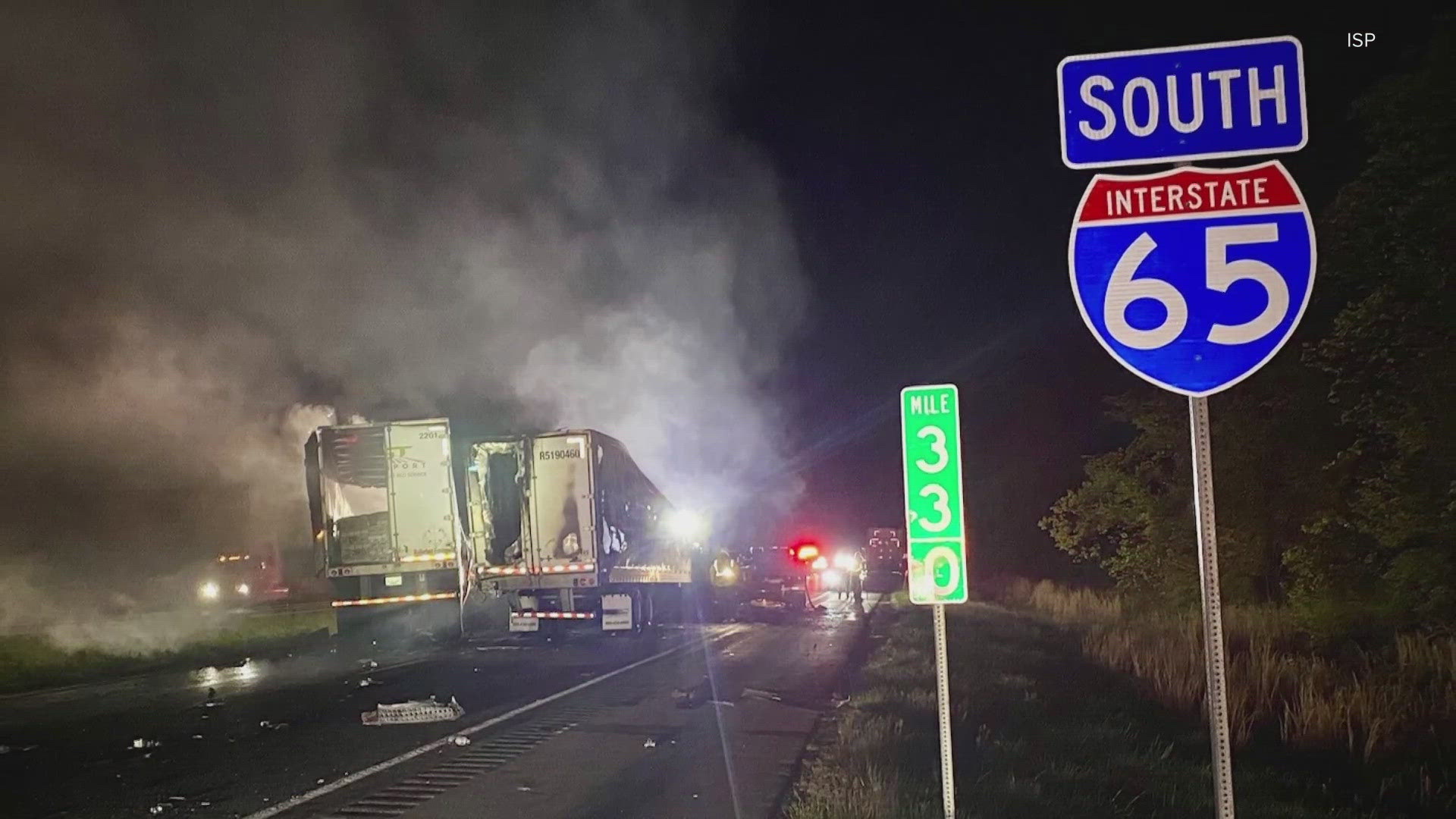 Three semis were involved in the crash.