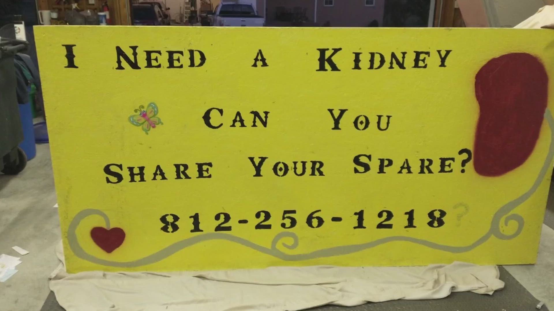 Charlestown resident Sherri Perkins hopes a sign in her yard will help find her match for a new kidney. She believes that right phone call will save her life.