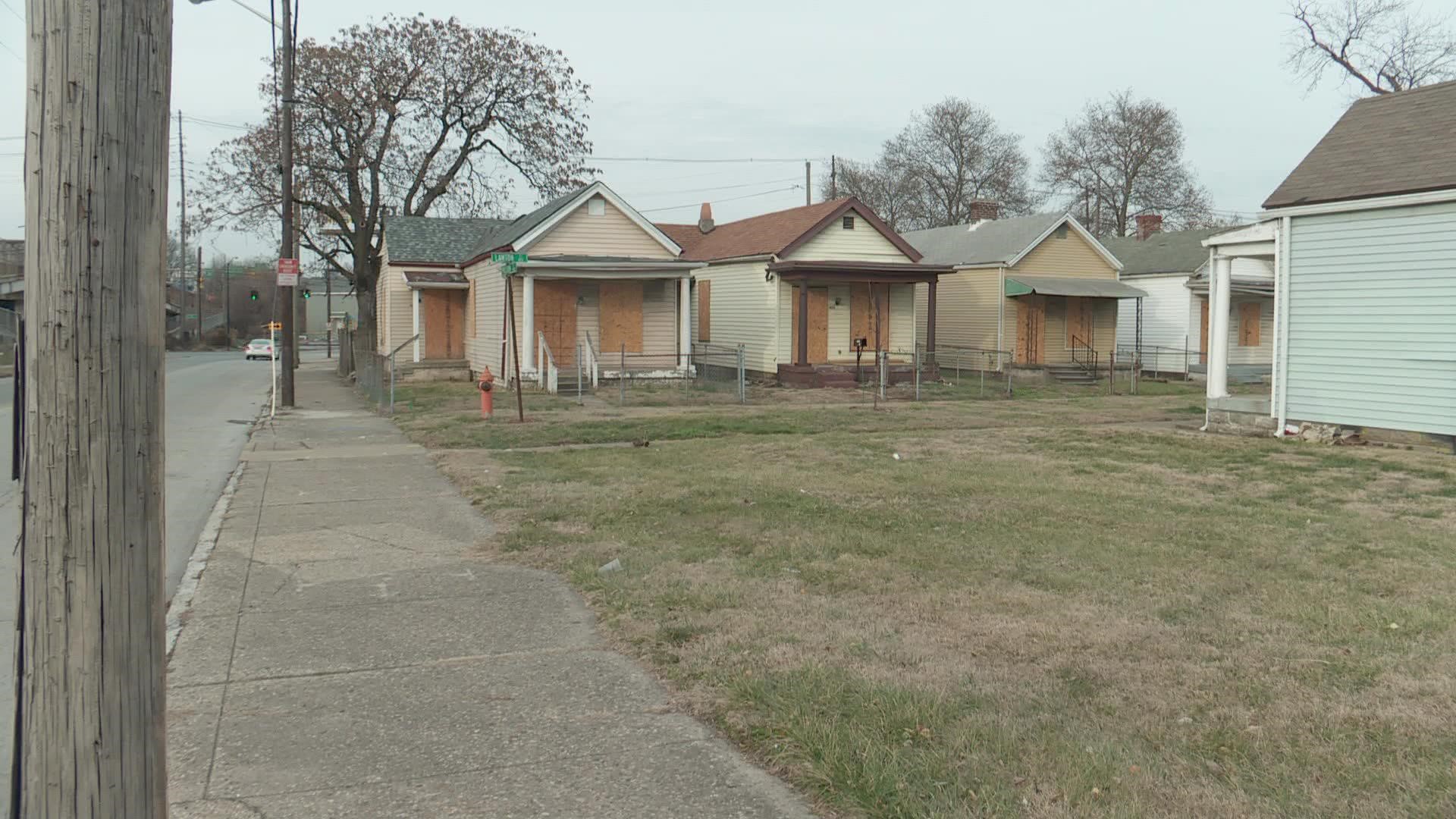 The street in the Meriweather neighborhood is made up of shotgun homes and activists are hoping to save them by designating them as historical.