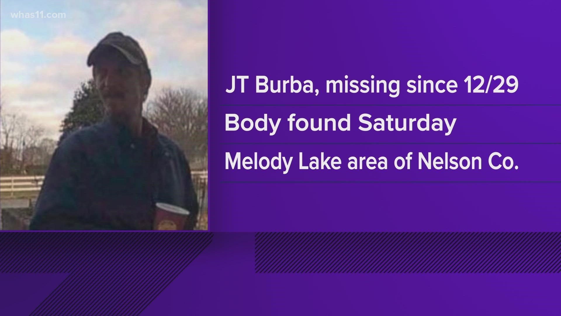 The body of J.T. Burba was found at Melody Lake on Saturday, according to the Nelson County Sheriff's Department.