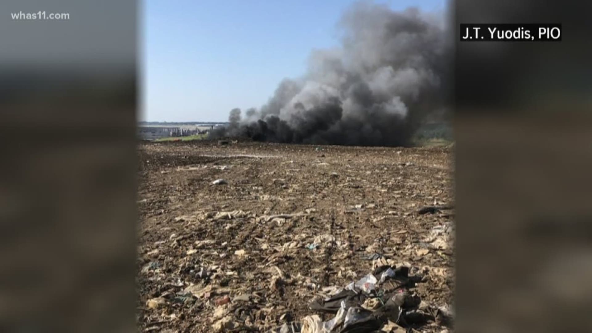 No injuries were reported after crews battled a large fire at the Waste Management facility on Outer Loop.