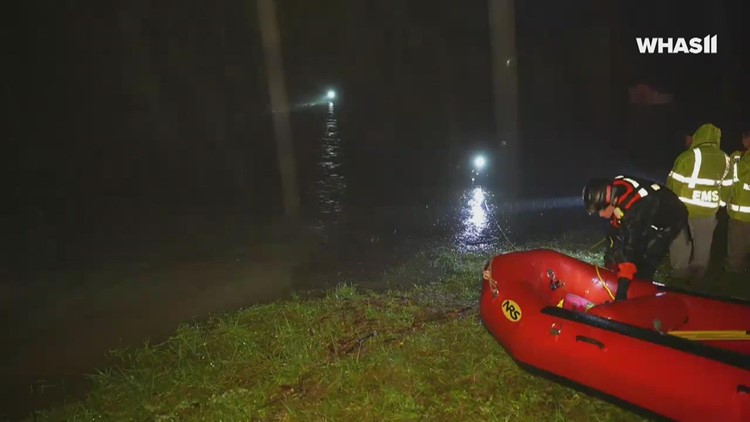 RAW | High water rescues: Kentucky woman rescued from tree; 4 rescued from atop car